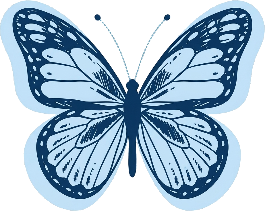 Illustration of the butterfly stage, in the Amenity butterfly style