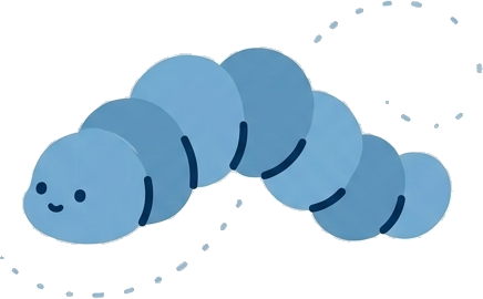 Illustration of the caterpillar stage, in the Amenity butterfly style